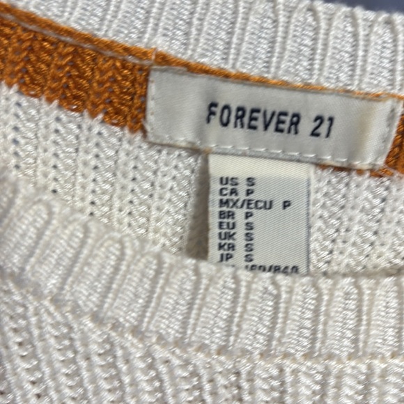 Forever 21 Orange & Off White Striped Sweater, Size Small - Picture 2 of 4